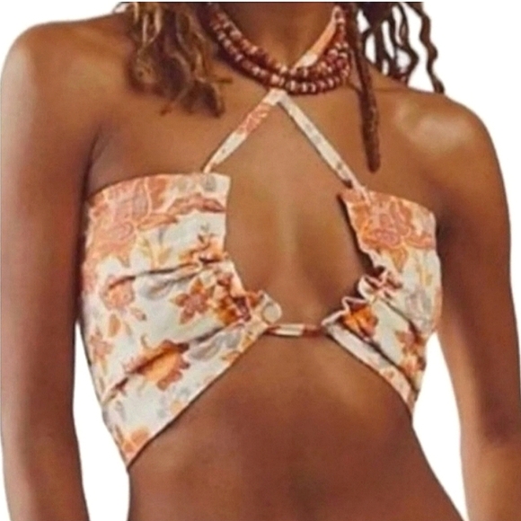 FREE PEOPLE Summer Of Love Floral Convertible BandeauTop In Natural/un.Sz S NWT - Picture 2 of 9